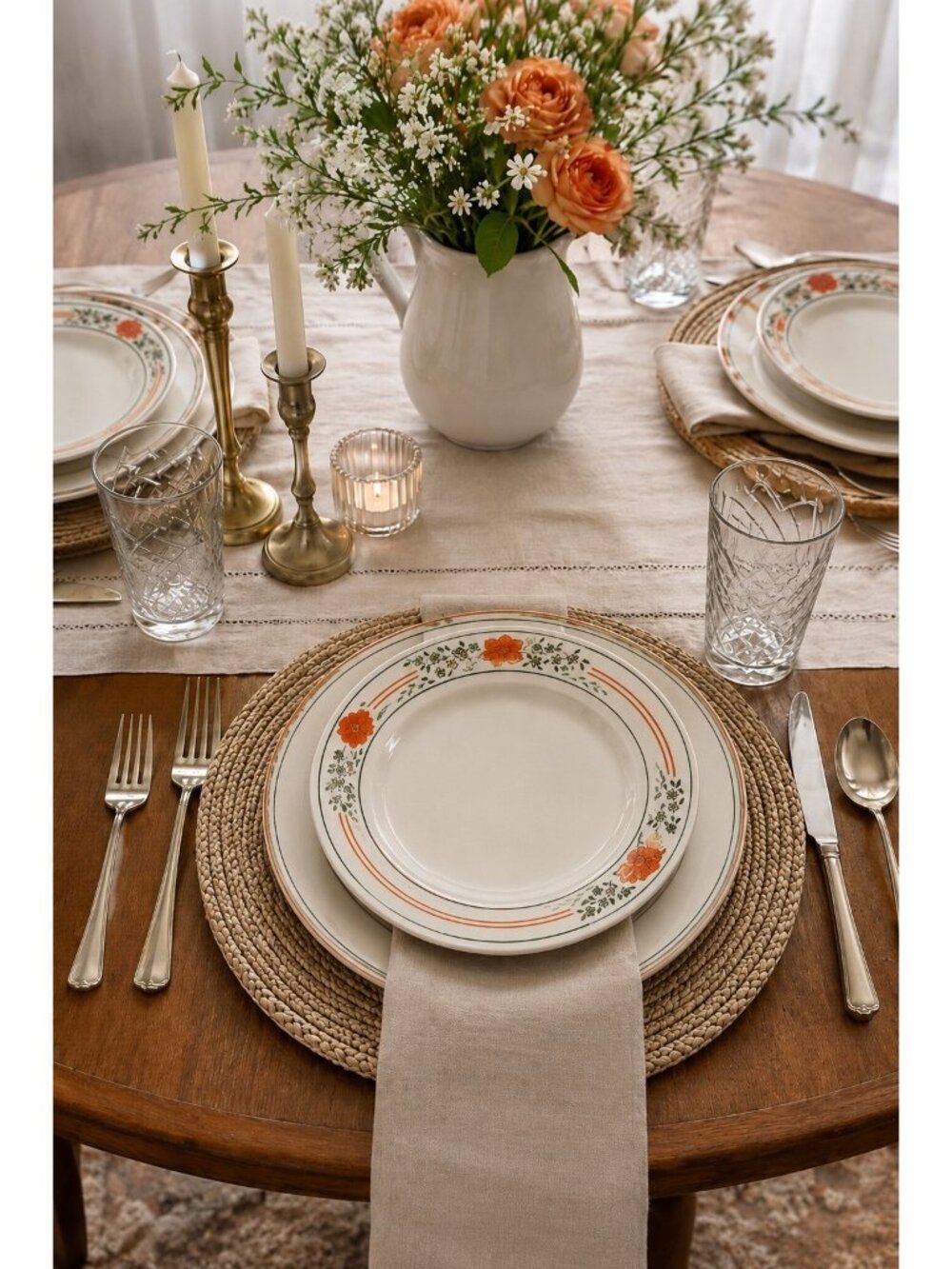 Corelle Corning Country Cottage Floral Salad Plates 8.5” Set Of 6 White Orange B